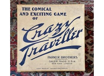 Antique 1908 Parker Bros. 'crazy Travelers Game' In Original Box