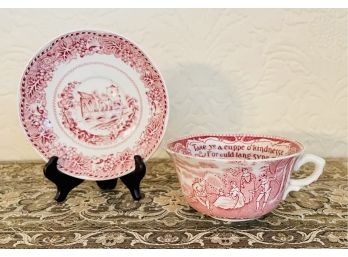 Antique Waltham Abbeys Red English Cupsaucer Set