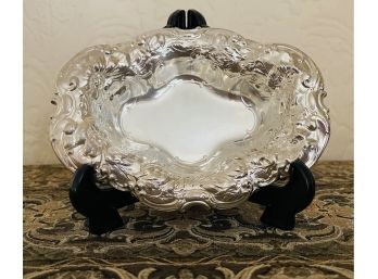 Gorgeous Embossed Sterling Silver Oval Dish-3.94 Oz.