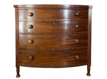 Empire Style Circa 1820-1850 Mahogany Solid  Veneers 4 Drawer Bow Front Dresser