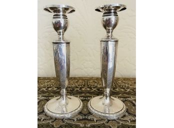 2 Antique Weighted Sterling Candle Sticks