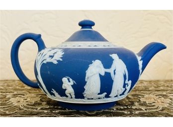 Lovely Vintage Blue Jasperware Wedgwood Teapot