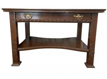 Circa 1790-1800 Wood Library Table With Drawer And Lower Shelf