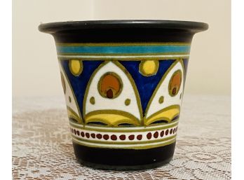 Vintage Middle Eastern Painted Clay Pot-signed