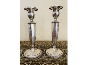 2 Antique Weighted Sterling Candle Sticks