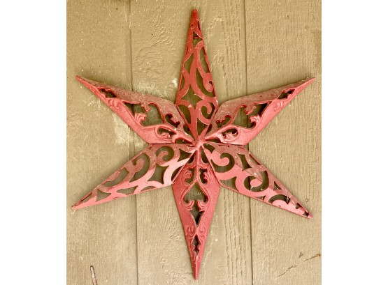 Awesome Vintage Red Western Metal Decorative Star, 17' Wide