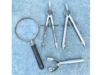 Lot Of  Tools Including Calipers And Magnify Glass
