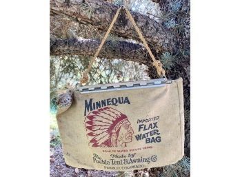 Minnequa Imported Flax Water Bag Pueblo Tent And Awning, Canvas Water Bag (needs Cleaning, 15 Inches Wide)