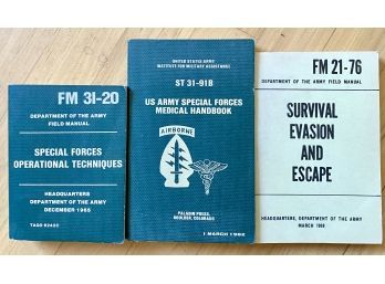 (3) Special Forces And Army Field Manuals: Operational Techniques, Medical Handbook, Survival And Evasion