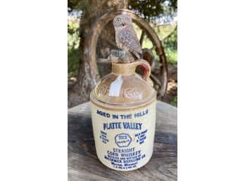 McCormick Aged In The Hills Platte Valley Vintage Whiskey Bottle, With Owl Stopper