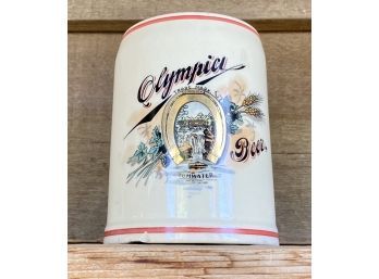 Olympia Beer Stoneware Beer Mug, .5 Liters, Marked 1904, (chips Present)