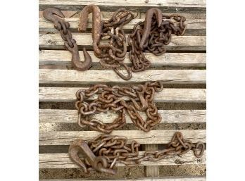 Heavy Duty Rusty Chains And Hooks