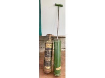 Pyrene Vintage Fire Extinguisher And Green Vintage Caulking Gun