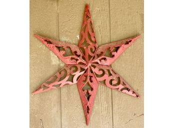 Awesome Vintage Red Western Metal Decorative Star, 17' Wide