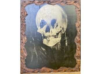 'All Is Vanity' Famous Illusion By Charles Allan Gilbert Print On Carved Wooden Plank, Vintage (18' By 22')
