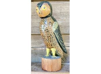 Wooden Owl Figure Made In Colorado Springs (10' Tall, Good Condition, Some Scratches)