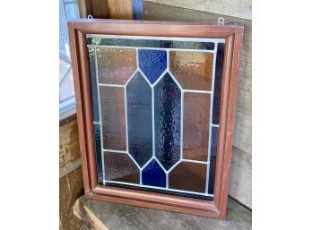 (2) Stained Glass Panes, (16' By 22'), Blues And Oranges