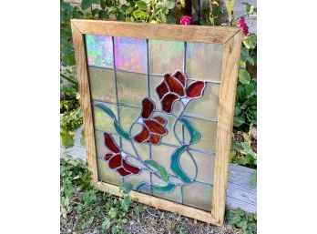 Stained Glass Roses With Pearlescent Glass (17' By 21', Minor Cracks)