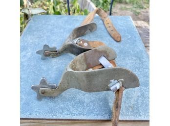 (2) Vintage Spurs With Worn Leather Straps