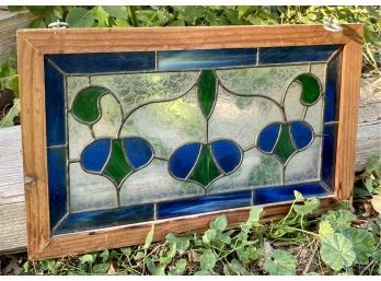 Stained Glass Small Window Pane, Blue And Green (15' By 9')