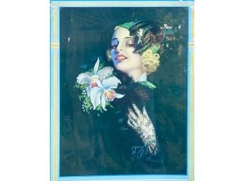 1935 Billy Devorss Art Deco Blonde Glamour Girl With Black Lace Gloves Poster