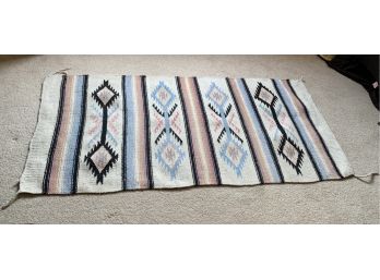 Black Handwoven And Pastel Native American Style Rug