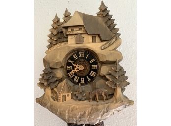 Hard Carved Cuckoo Wood Clock