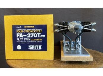 Working SAITO FA-270T 45 CC Four Stroke Flat Twin Glow Engine