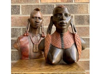 Pair Of African Ebony Busts