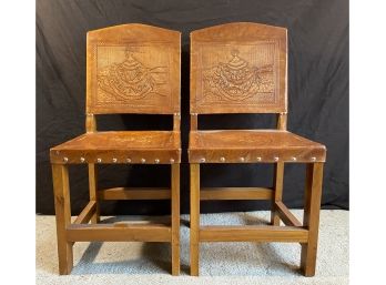 Two Beautiful Leather-backed Chairs