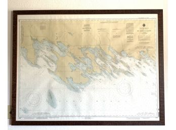 Large NOAA Chart 14885 Les Cheneaux Islands Chart In Wood Frame