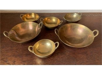 Set Of 6 Solid Brass Bowls