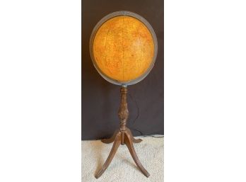Vintage Light-up Globe On Wooden Stand