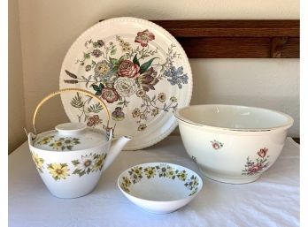 Lot Of 4 Flower Motif China Pieces