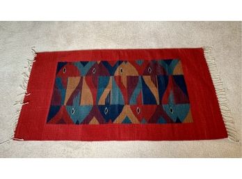 Handwoven Southwestern-Style Multicolored Fish Rug