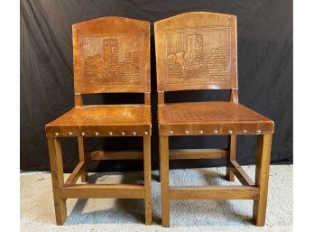 Two Beautiful Leather-backed Chairs