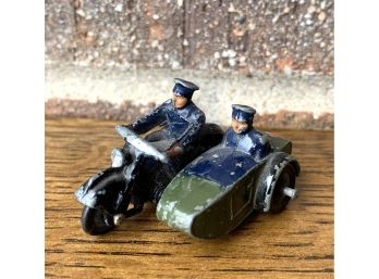 Vintage Dinky Toys Tiny Police Team, Police Officer And Side Car I1948-56