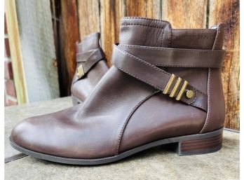 Anne Klein Kael  Brown Leather Ankle Boots Women's Size 8