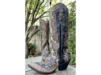 Corral Black/Brown Tall Western Boots Women's Size 8.5