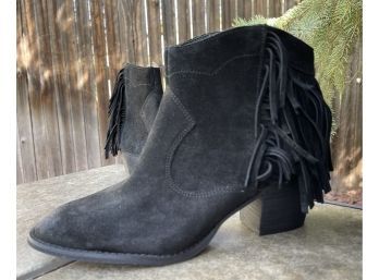 Marc Fisher Black Fringed Ankle Boots Women's Size 8