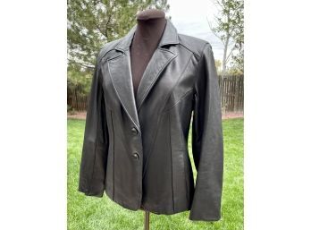 Worthington Black Leather Jacket Women's Size Medium