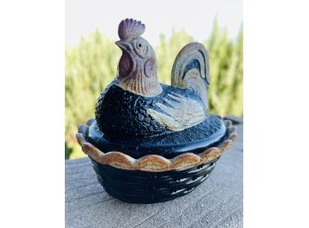 Fenton Rooster Lidded Candy Dish