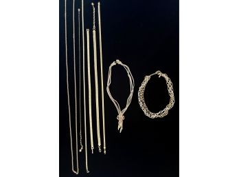 Large Lot Of Gold Tone Costume Necklaces