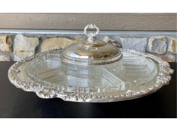 Large Silver Plated & Glass Lazy Susan Set