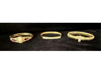 3 Fashion Gold Tone Costume Bracelets