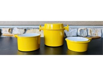 4 Pc. Yellow Enamel Cast Iron Cookware