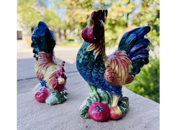 Pair Of Fitz And Floyd Rooster Salt And Pepper Shakers