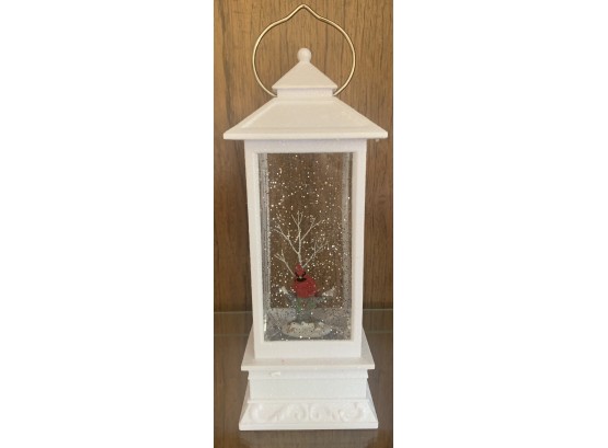 Musical Lantern Snow Globe With Red Canary