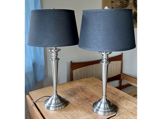 2 Brushed Metal Lamps