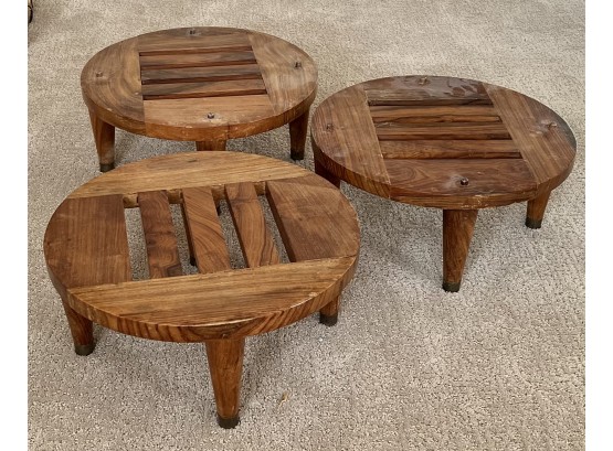 Mid-century Stackable Wooden Footstools